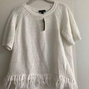 Short sleeve fringe sweater NWT